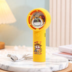 Portable Handheld Fan with Cute Animal Design USB Rechargeable Lightweight Personal Fan