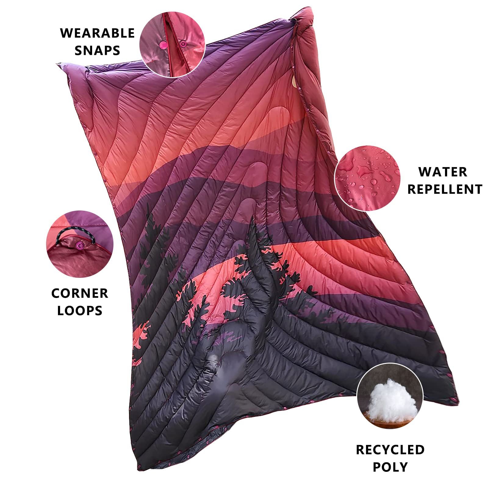 Compact Insulation Blanket Water-Repellent Lightweight Thermal Blanket with Nature Design