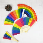 Women's Colorful Hand Fan Lightweight Bamboo Frame Artistic Design