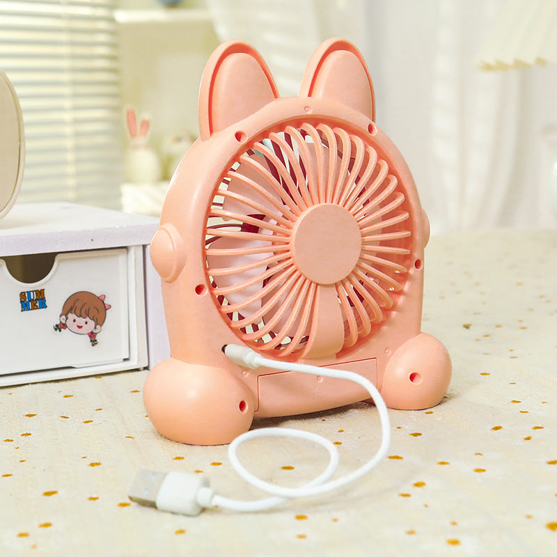 Portable Hand Fan USB Rechargeable Cute Animal Design Compact Lightweight Cooling Fan for Women