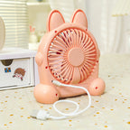 Unisex portable table fan in cute animal design with USB connection and rechargeable battery