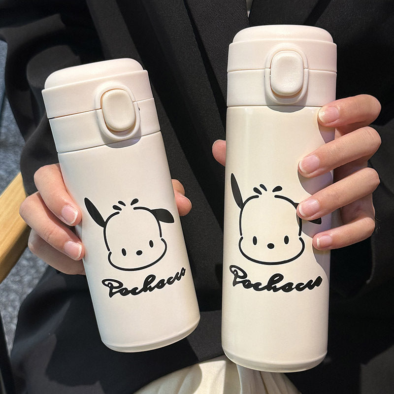 Ladies Stainless Steel Insulated Water Bottle with Flip Lid and Cute Animal Design