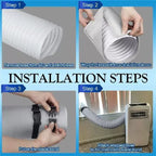 Insulated Portable Air Conditioner Exhaust Hose Extension with Snap Clips and Protective Cover