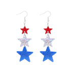 Women's Lightweight Star Earrings Enamel Flag Design Fishhook Closure Zinc Alloy
