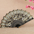 Ladies Decorative Handcrafted Fan with Intricate Patterns and Vibrant Colors