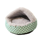 Cozy Cat Bed Soft Check Pattern Indoor Outdoor Pet Nest