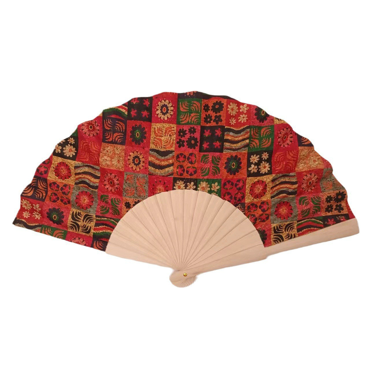 Handmade Cork and Wood Ladies Fan Lightweight Elegant Portable Accessory
