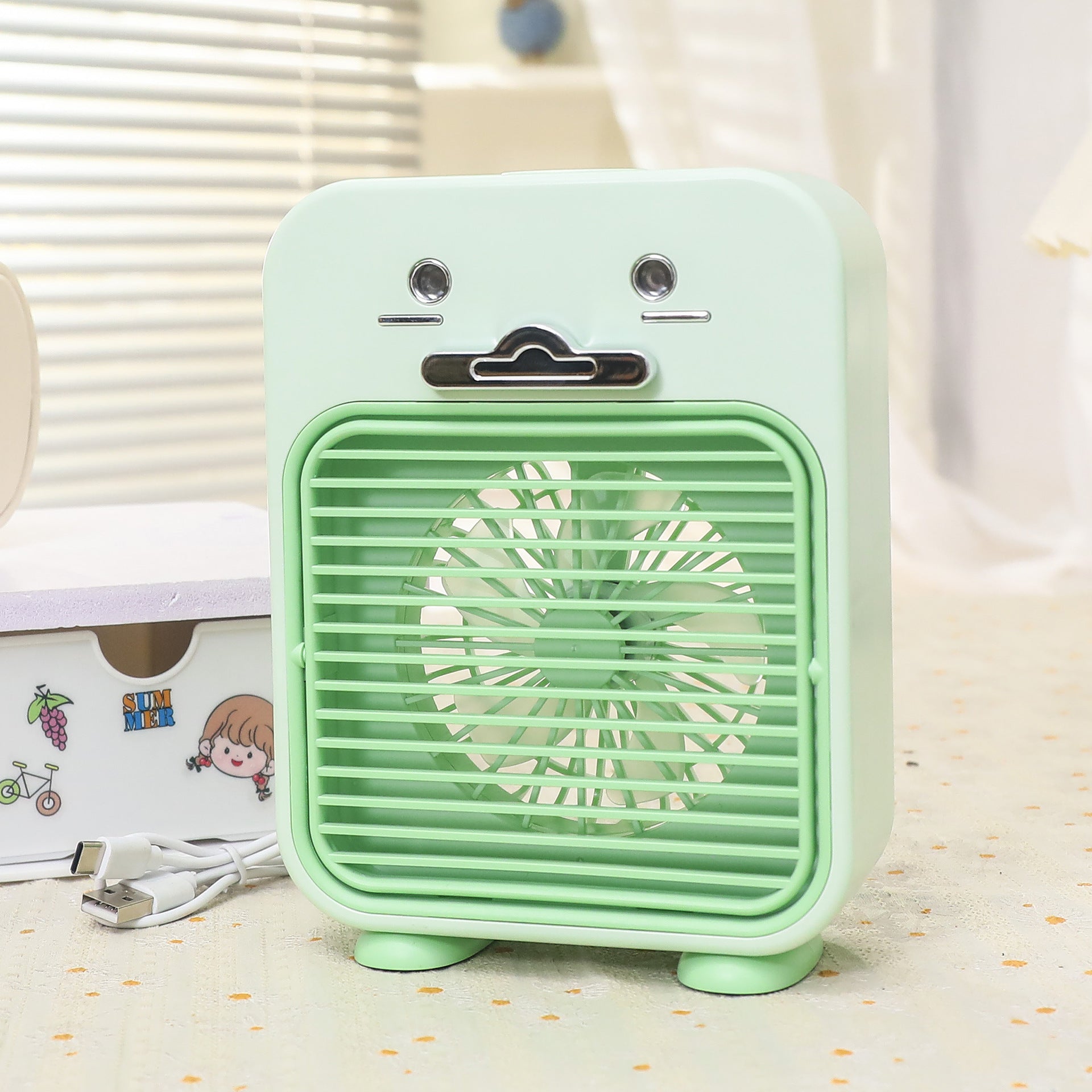 Portable Mini Fan USB Rechargeable Cute Animal Design Lightweight Handheld Fan