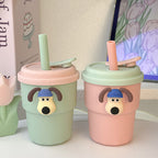 Flexible BPA-Free Plastic Drinking Cup with Flip Lid and Animal Design for Women