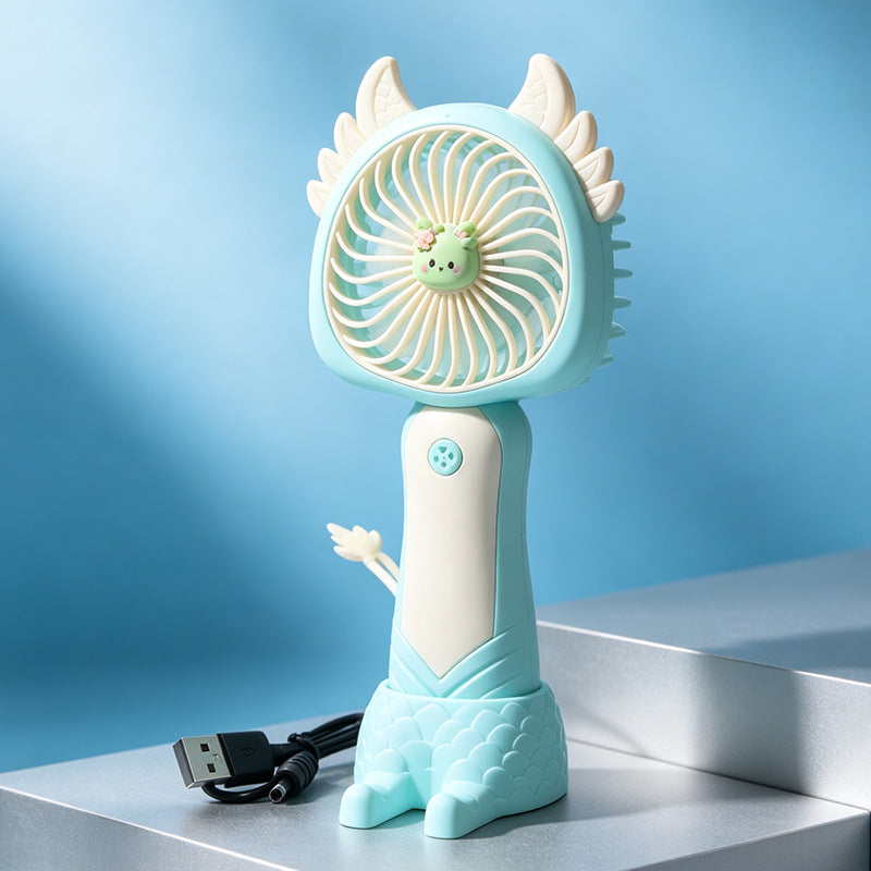 Portable Hand Fan USB Rechargeable Compact Cute Cat Design for Women