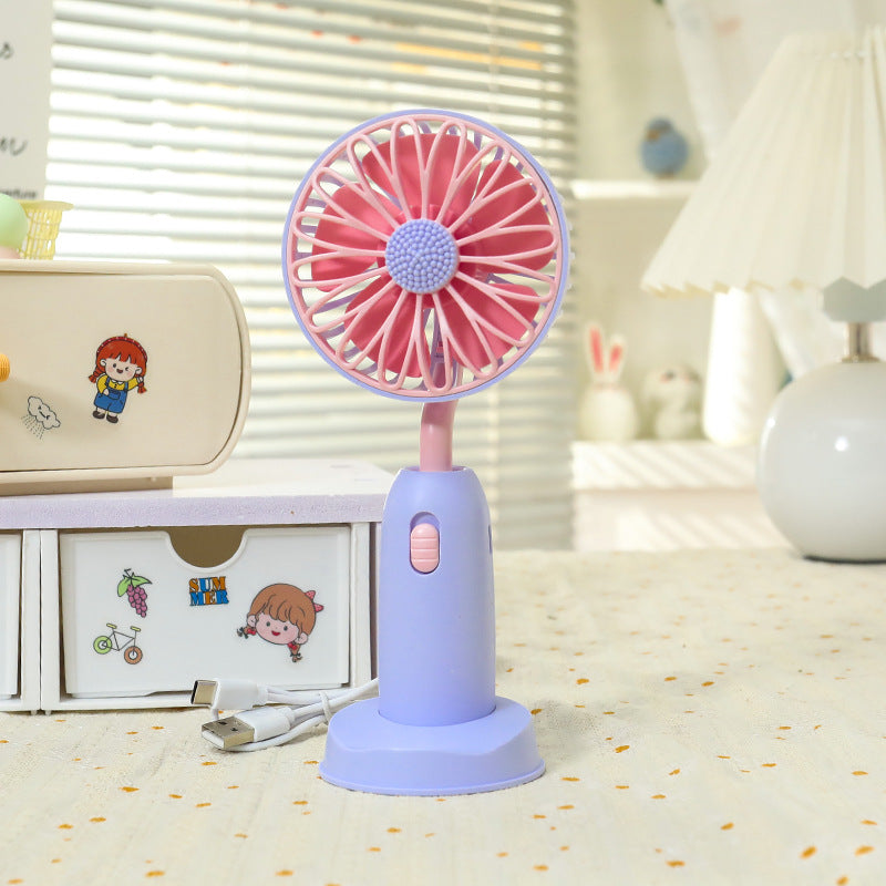 Portable Table Fan Flower Design USB Rechargeable Lightweight Personal Desk Fan