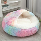 Women's Cozy Round Pet Bed Soft Plush Non-Slip Indoor Outdoor Dog Cat Bed