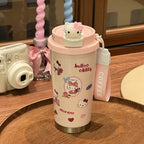 Women's Insulated Mug BPA-Free Plastic Flip-Top Lid Playful Character Design
