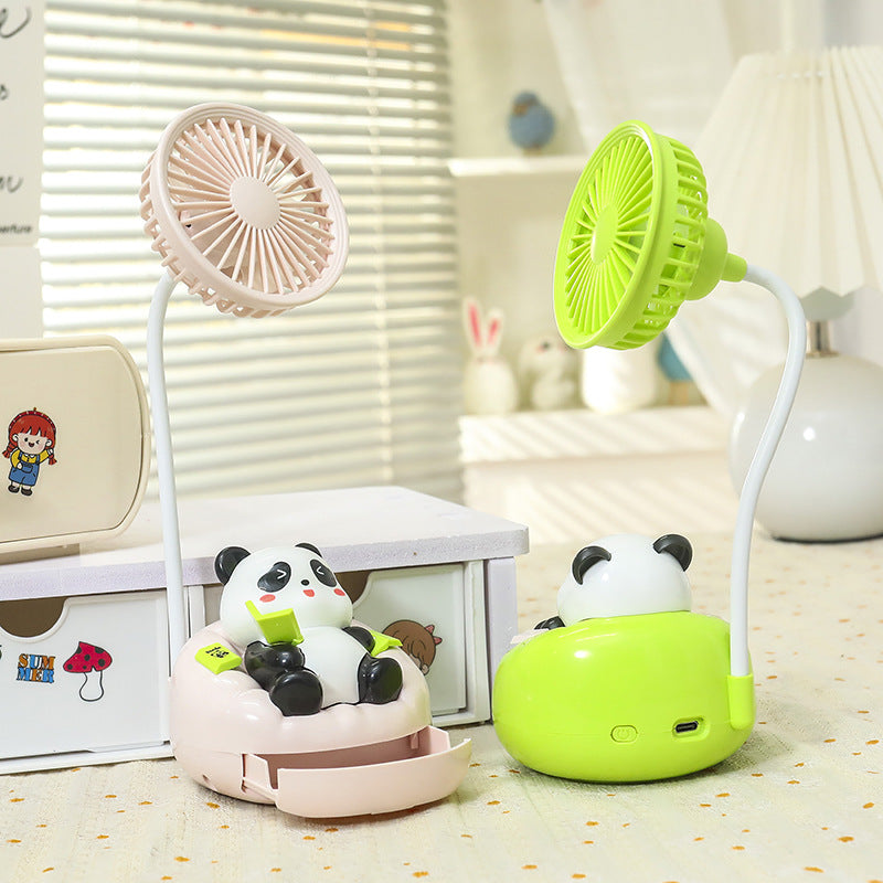 Portable Mini Fan USB Rechargeable Quiet Operation Cute Panda Design Compact Size