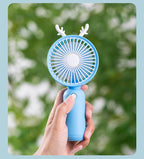 Portable Mini Hand Fan USB Rechargeable Cute Animal Design Lightweight