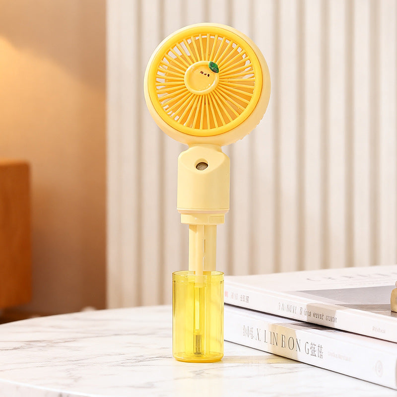 Portable Mini Fan With Integrated Spray Function USB Rechargeable Adjustable Speed