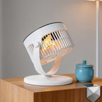 Portable USB Table Fan with Integrated LED Light Adjustable Speed Compact and Lightweight