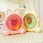 Unisex portable table fan in cute animal design with USB connection and rechargeable battery