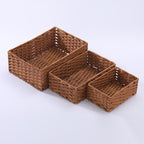 Woven Storage Baskets Durable Eco-Friendly Plastic Organizer for Home Office Bathroom