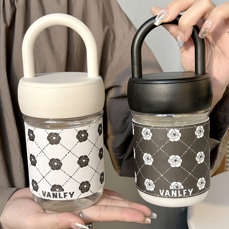 Women's Insulated Glass Mug with Handle Leak-Proof Travel Cup for Hot and Cold Drinks