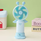Portable Fan Adorable Character Design USB Rechargeable Quiet Operation Compact