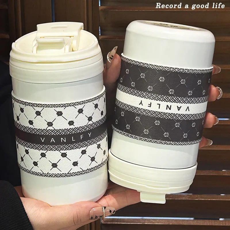 Women’s Insulated Drinking Cup BPA-Free Plastic Double-Walled One-Touch Closure Leak-Proof