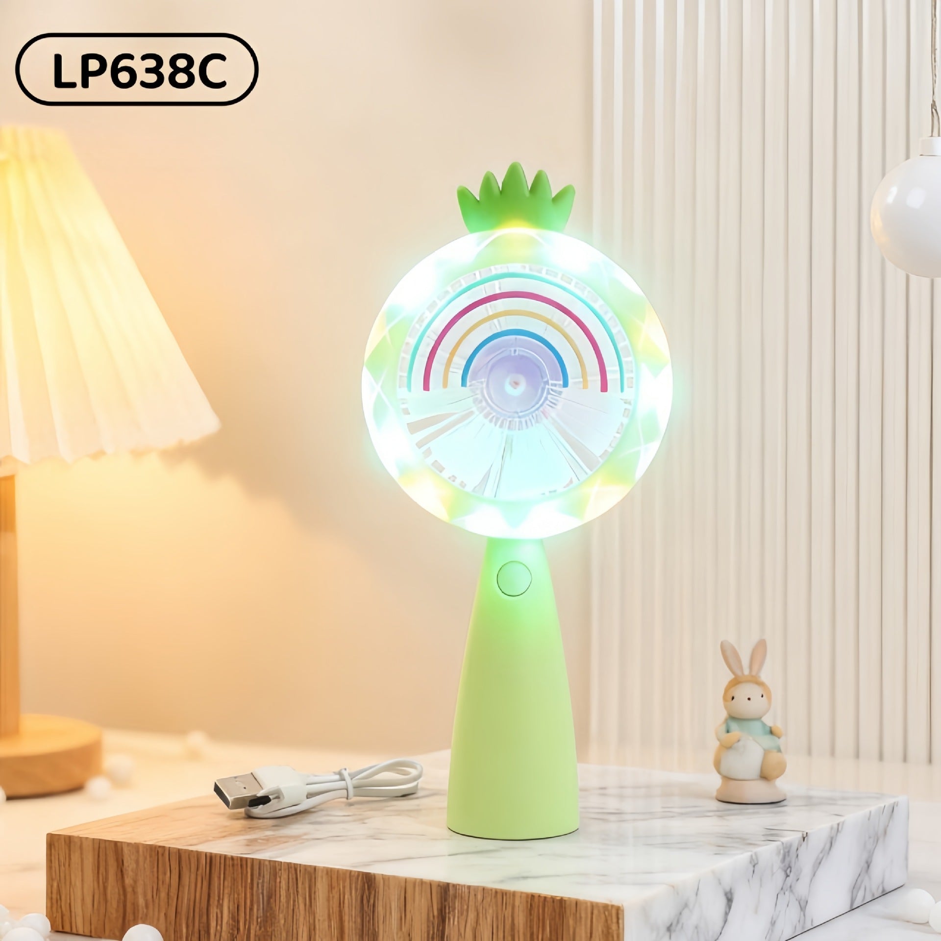 Portable USB Hand Fan with LED Lights Flexible Tilt Lightweight Personal Cooling Device