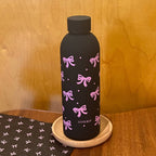 Women's Insulated Water Bottle Double-Walled Hot Cold Leakproof with Stylish Bow Design