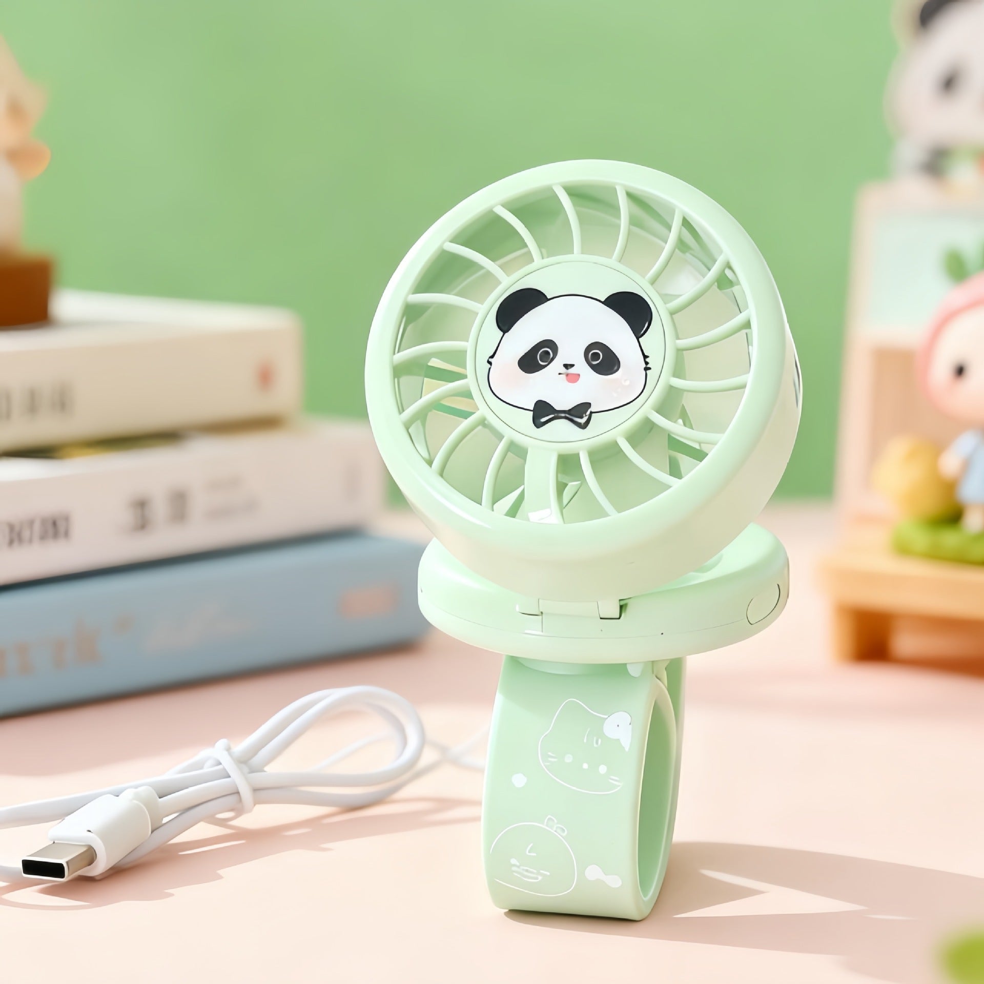Portable Handheld Fan with Cute Chicken Design USB Rechargeable Wristband Cooler