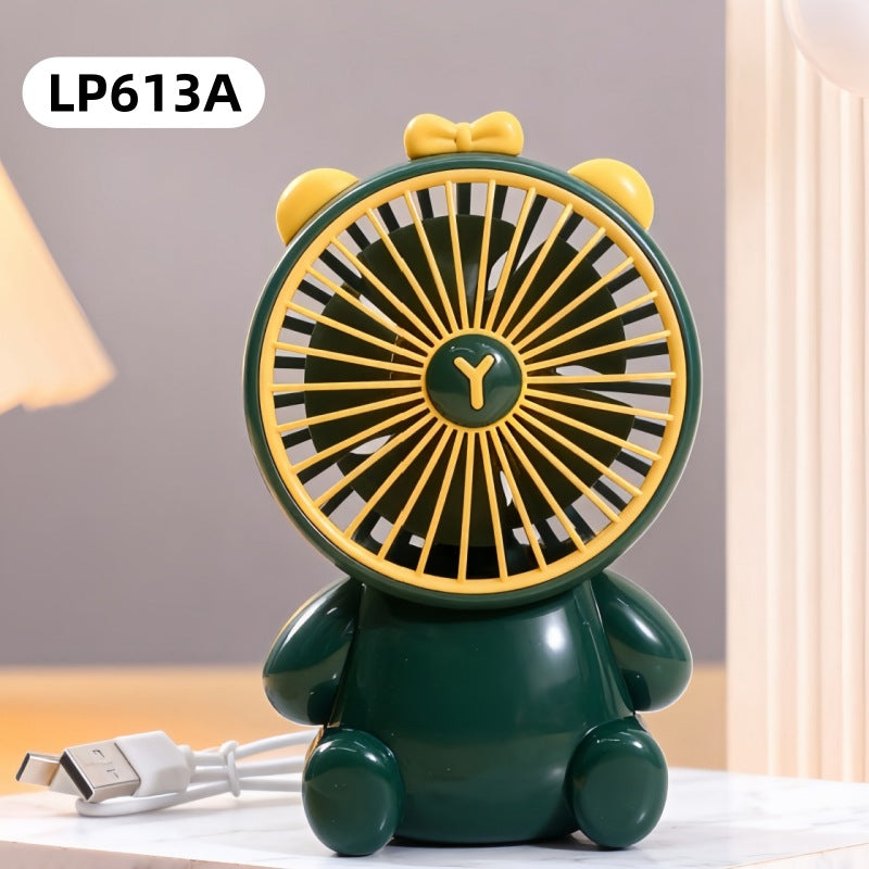 Compact USB Table Fan Quiet DC Motor Child-Safe Portable Figure Design