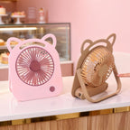Portable Mini Fan Cute Cat Design Compact Quiet Personal Handheld Battery Operated