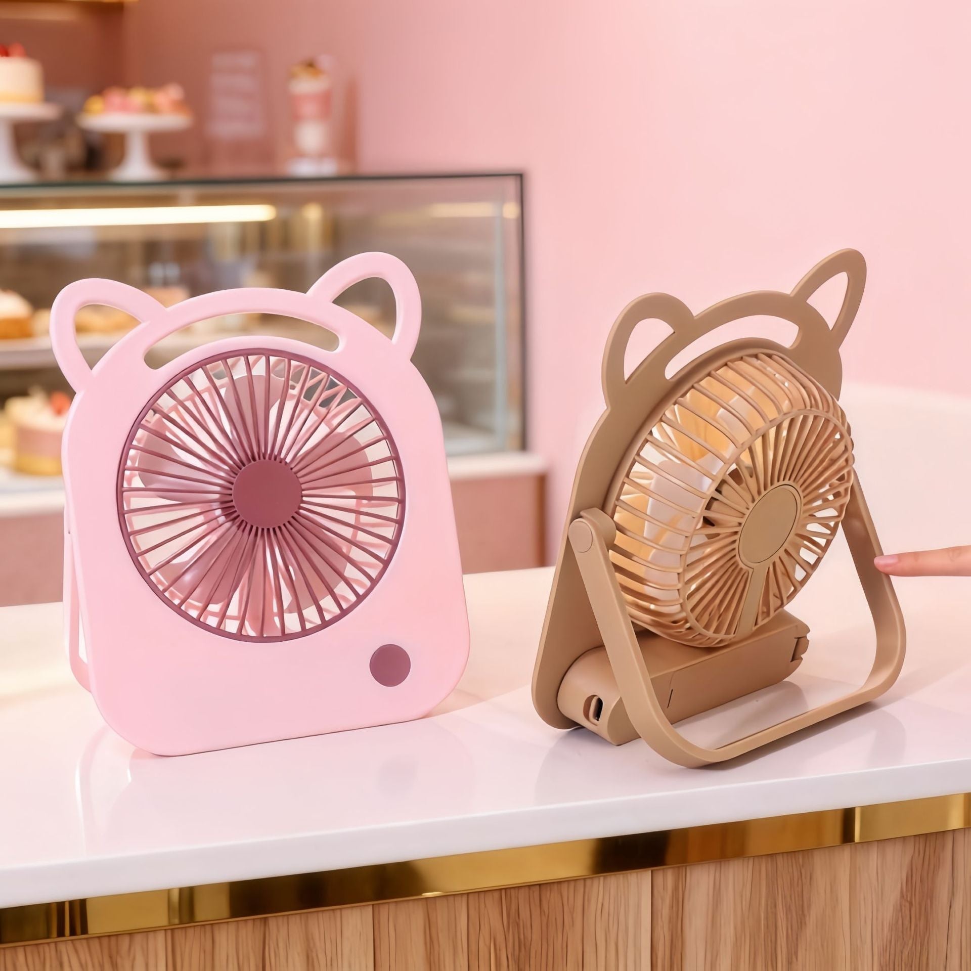 Portable Mini Fan Cute Cat Design Compact Quiet Personal Handheld Battery Operated