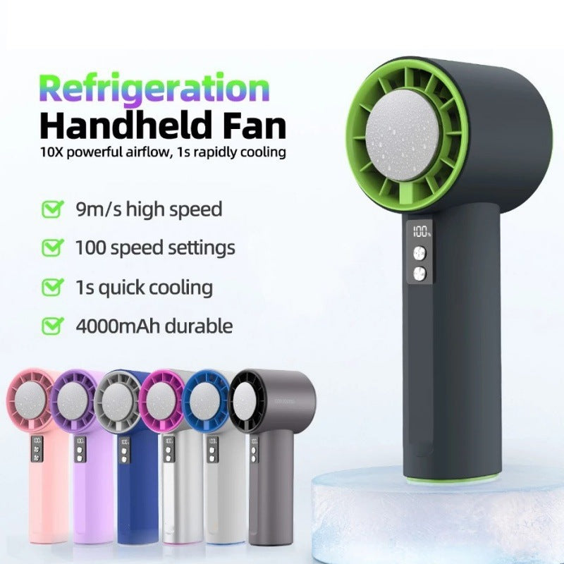 Women Multifunctional Hand Fan Portable Rechargeable Digital Display Pink Compact