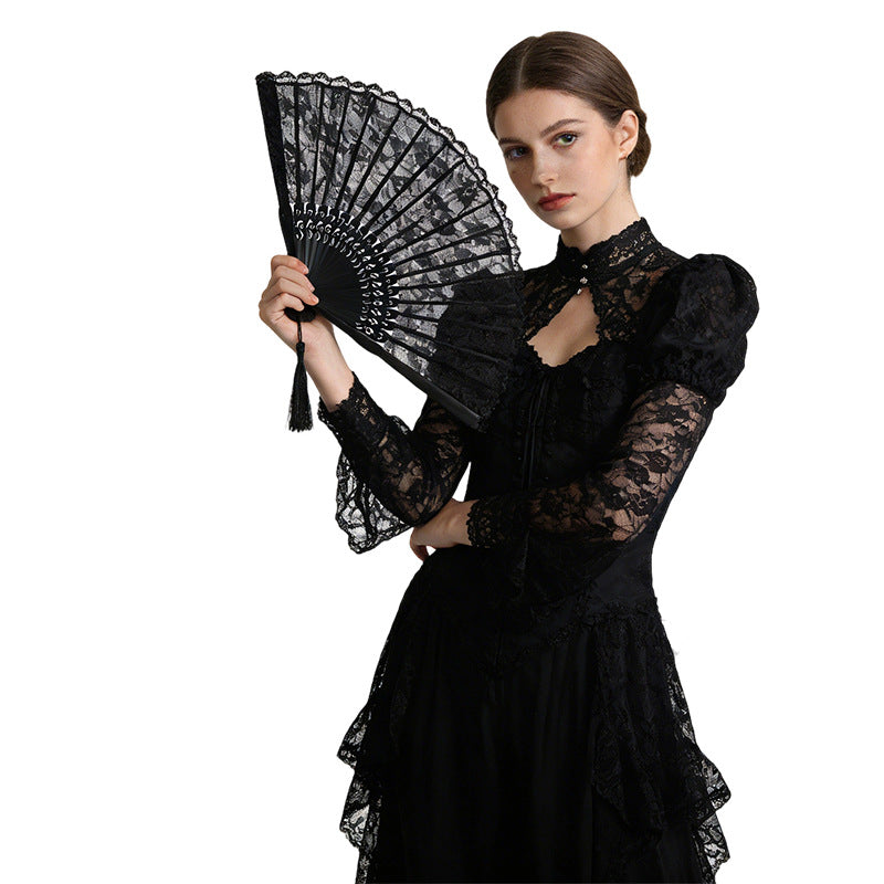 Women Lace Fan Elegant Foldable Handheld Accessory for Special Occasions