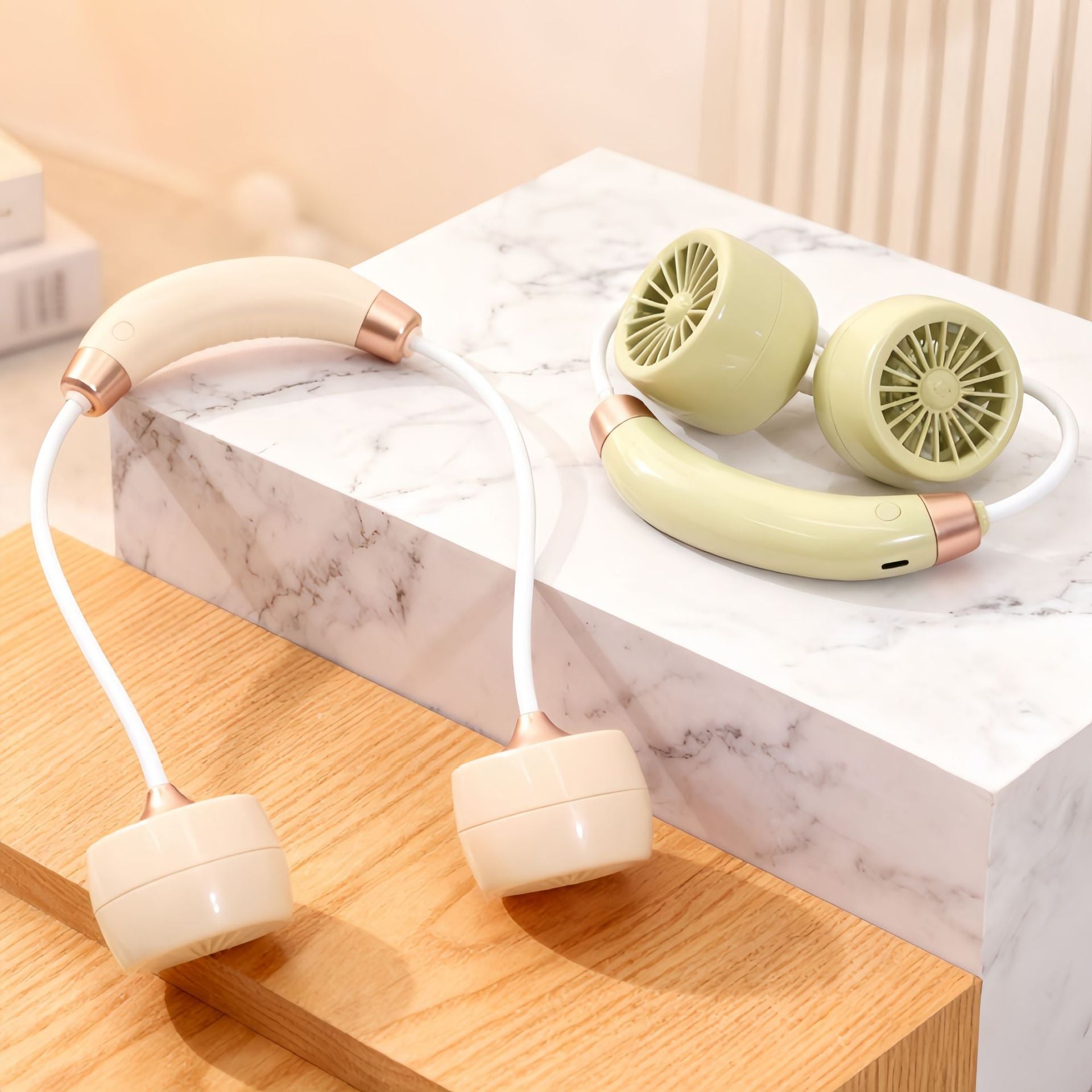 Women’s Portable Neck Fan with Flexible Holder USB Rechargeable Lightweight Ergonomic Design
