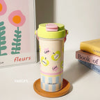 Insulated Stainless Steel Drinking Cup with Secure Flip Lid and Dog Design for Women