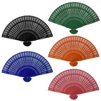 Women's Plastic Folding Fan with Intricate Cutwork Lightweight Portable