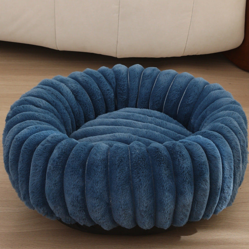 Round Plush Pet Bed with High Edges Ultra-Soft Hypoallergenic for Cats and Small Dogs