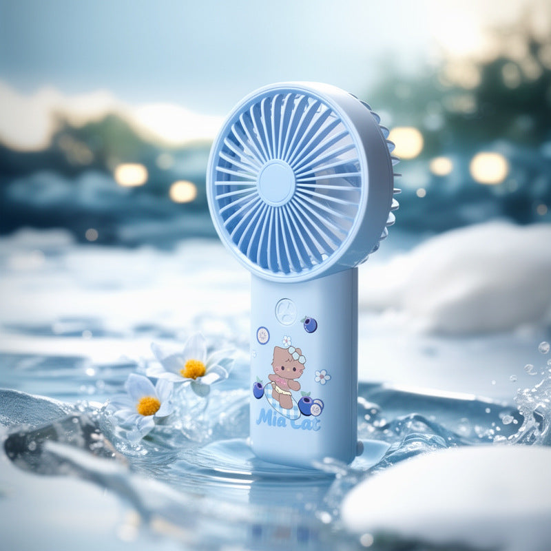 Portable Cartoon-Themed Rechargeable Hand Fan Adjustable Speed Compact Size