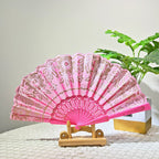 Ladies Decorative Handcrafted Fan with Intricate Patterns and Vibrant Colors