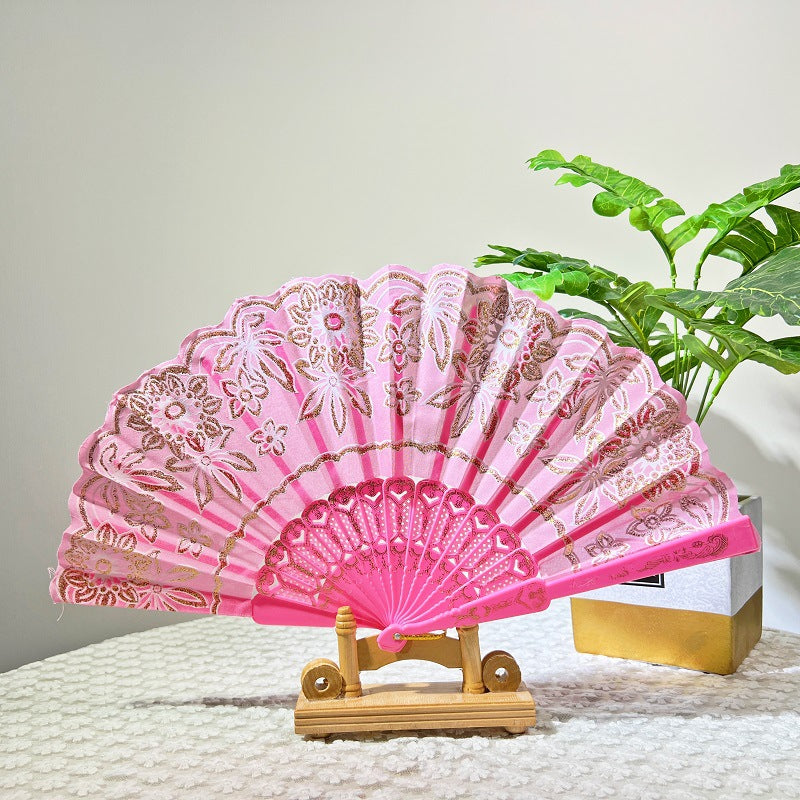 Ladies Decorative Handcrafted Fan with Intricate Patterns and Vibrant Colors
