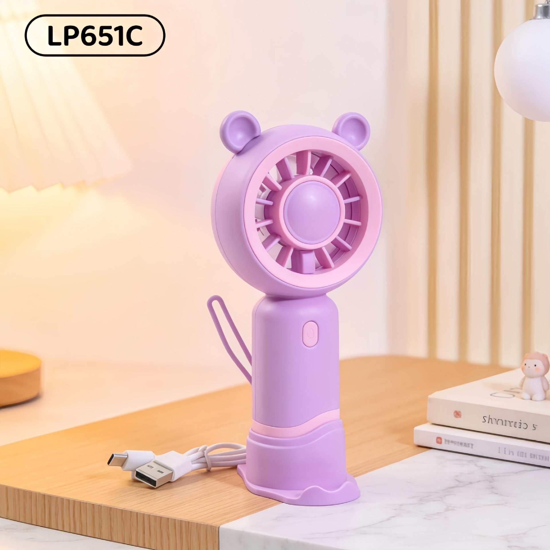 Portable USB Hand Fan for Women Compact Quiet Rechargeable with Cute Design