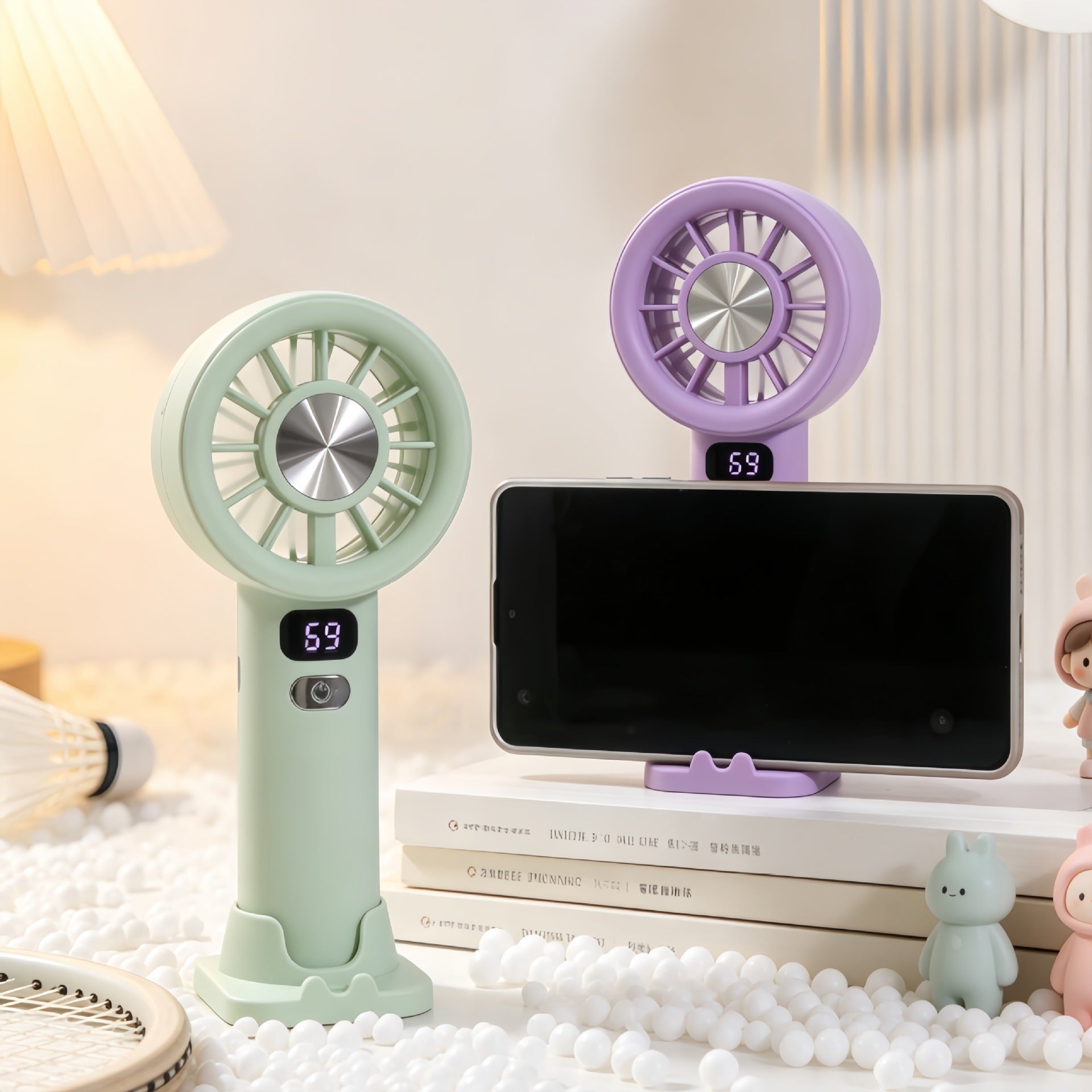 Portable Hand Fan with LCD Display USB Rechargeable Compact Personal Cooling Fan
