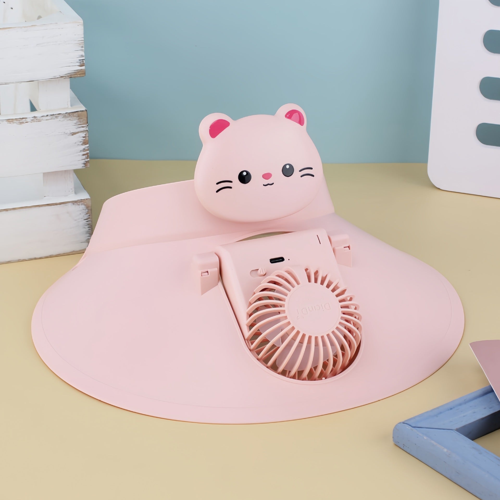 Portable Personal Fan with Cute Animal Design Lightweight Quiet Operation for Women