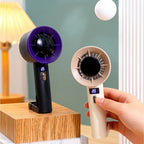 Portable Handheld Fan with LED Display USB Rechargeable Lightweight Personal Cooling Fan