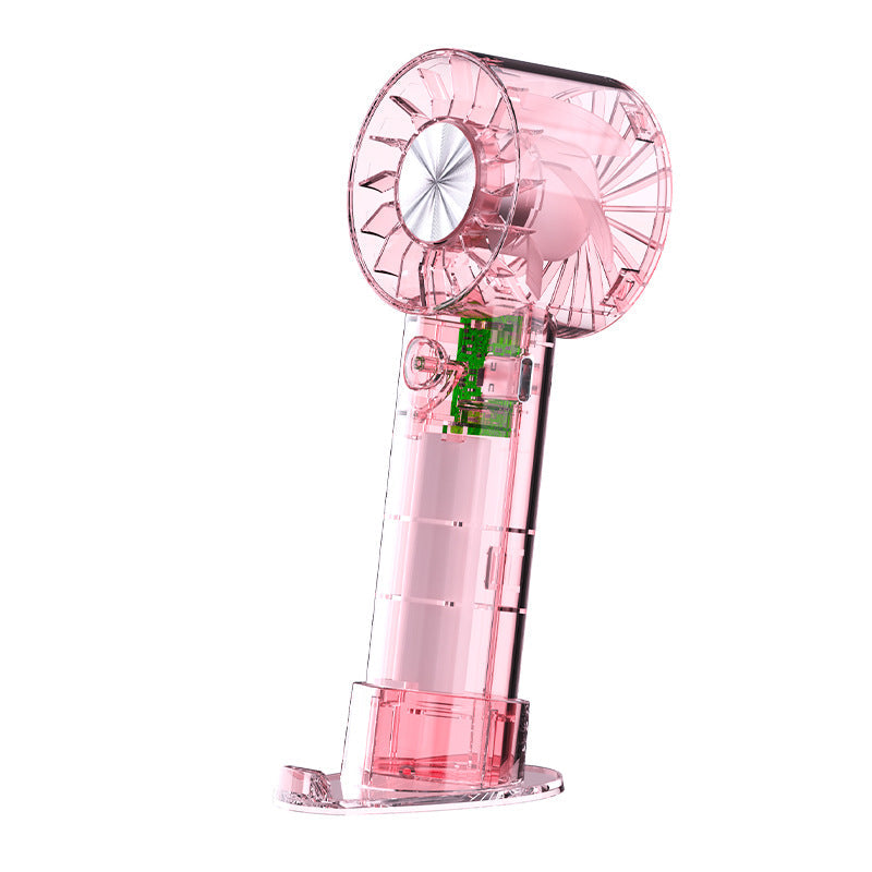 Portable Handheld Fan Rechargeable Battery Lightweight Compact Orange with Adjustable Speed