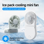 Portable Handheld Fan with Mirror USB Rechargeable Lightweight Personal Cooling Fan