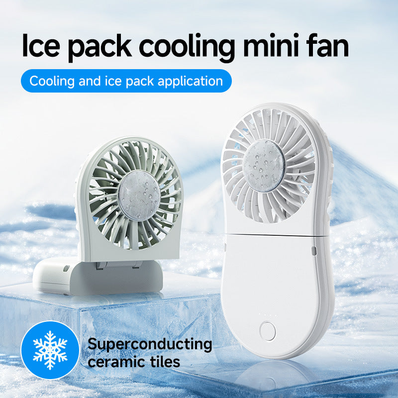 Portable Handheld Fan with Mirror USB Rechargeable Lightweight Personal Cooling Fan