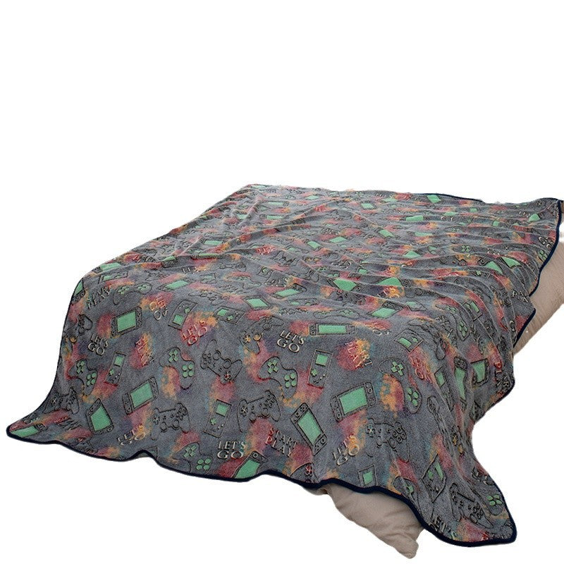 Women's Cozy Fleece Blanket with Gaming Console and Controller Design Soft Warm Throw
