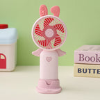 Portable Fan Adorable Character Design USB Rechargeable Quiet Operation Compact